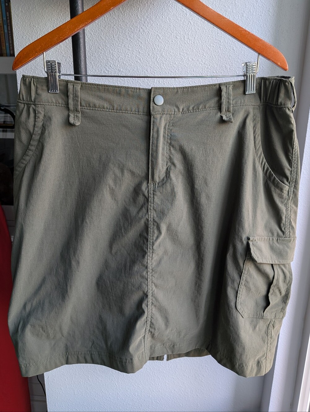 Duluth Trading Co Dry On The Fly Skort Olive Green Size 16 Cargo Outdoor Hiking